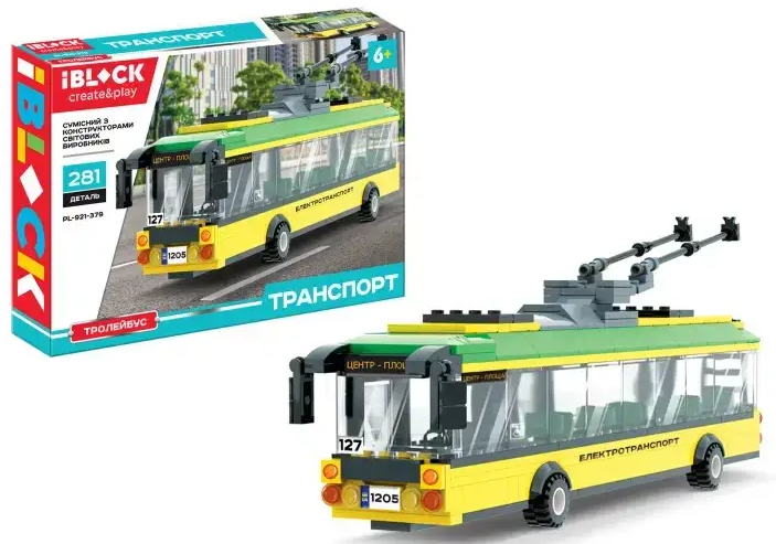 Конструктор Тролейбус 281дет., в коробці, 37,5×25,5×6см КІ