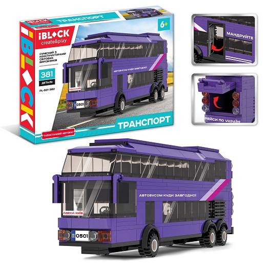 Конструктор Туристичний автобус 381дет., в коробці, 37,5×25,5×6см КІ