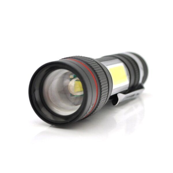 Ліхтар акум. металевий ЗП USB zoom 3 режими +COB/6991