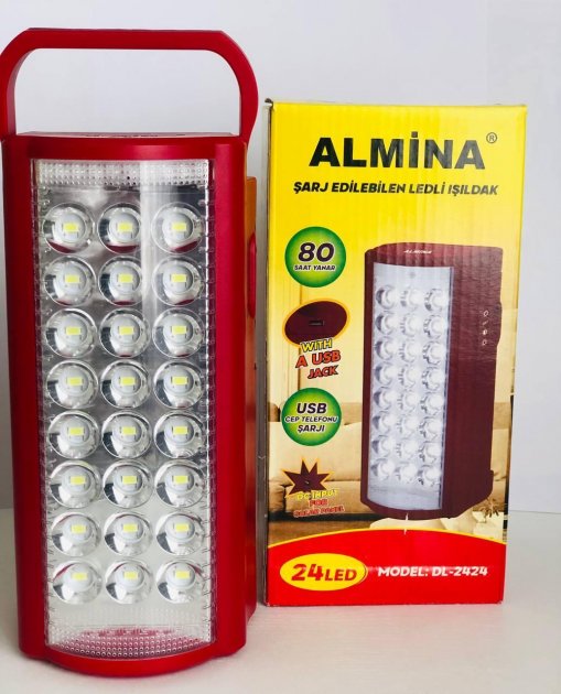 Ліхтар акум. «Almina/Fujita» USB, Jack, 24LED, 3 режими, з ручкою
