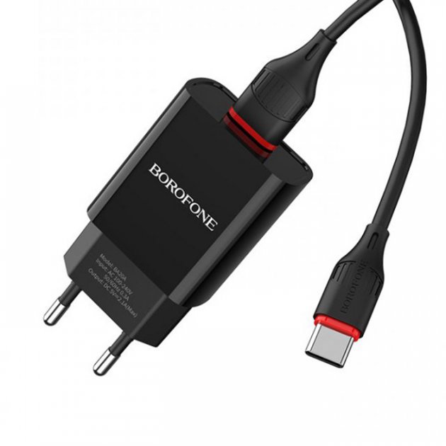 Зарядний пристрій Borofone 1USB 2.1A black
