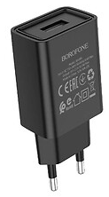 Зарядний пристрій Borofone 1USB+Type-C 2.1A black