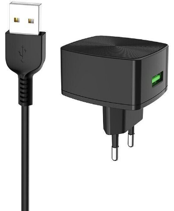 Зарядний пристрій швидка зарядка 1USB+microUSB 3.0A 18W black