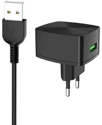 Зарядний пристрій швидка зарядка 1USB+Type-C 3.0A black