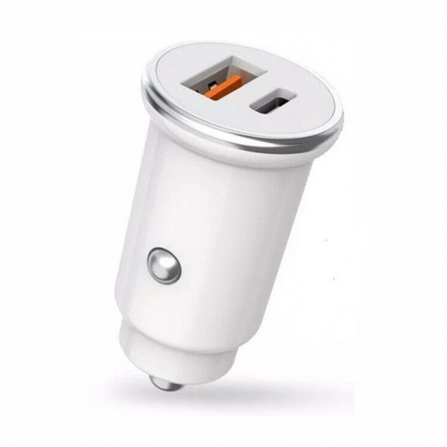 Зарядний пристрій авто. XO швидка зарядка 1USB+Type-C 18w white