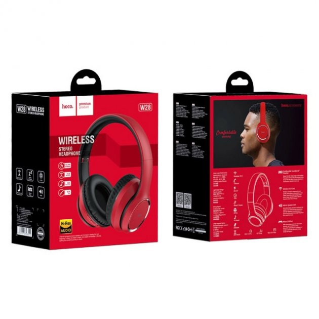 Навушники W28 BT red+мікрофон