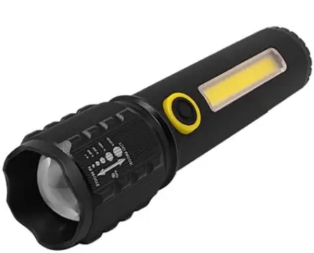 Ліхтар акум. металевий ЗП microUSB, zoom, камуфляж, в боксі, 3режими +COB