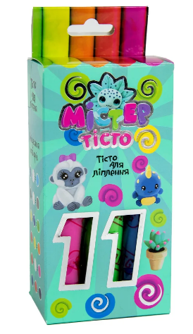 Тісто для ліплення 11 кольорів Містер тісто в коробці 13,3×6,8×4,3 см