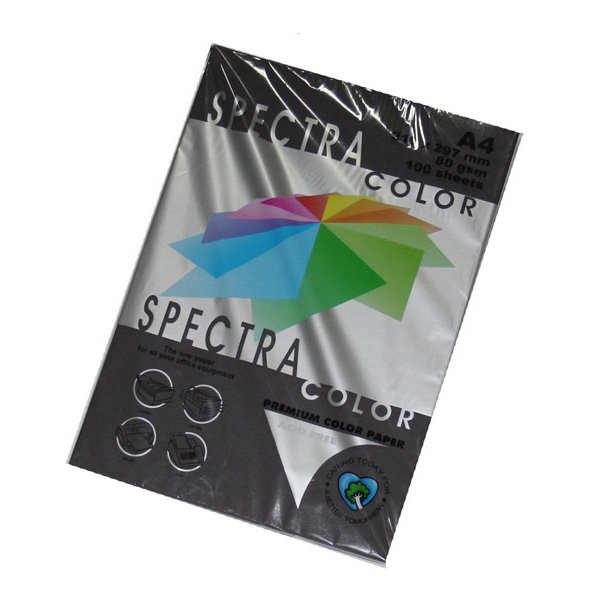 Папір кольоровий А4 80 г/м темний Spectra Color Black 401 черний