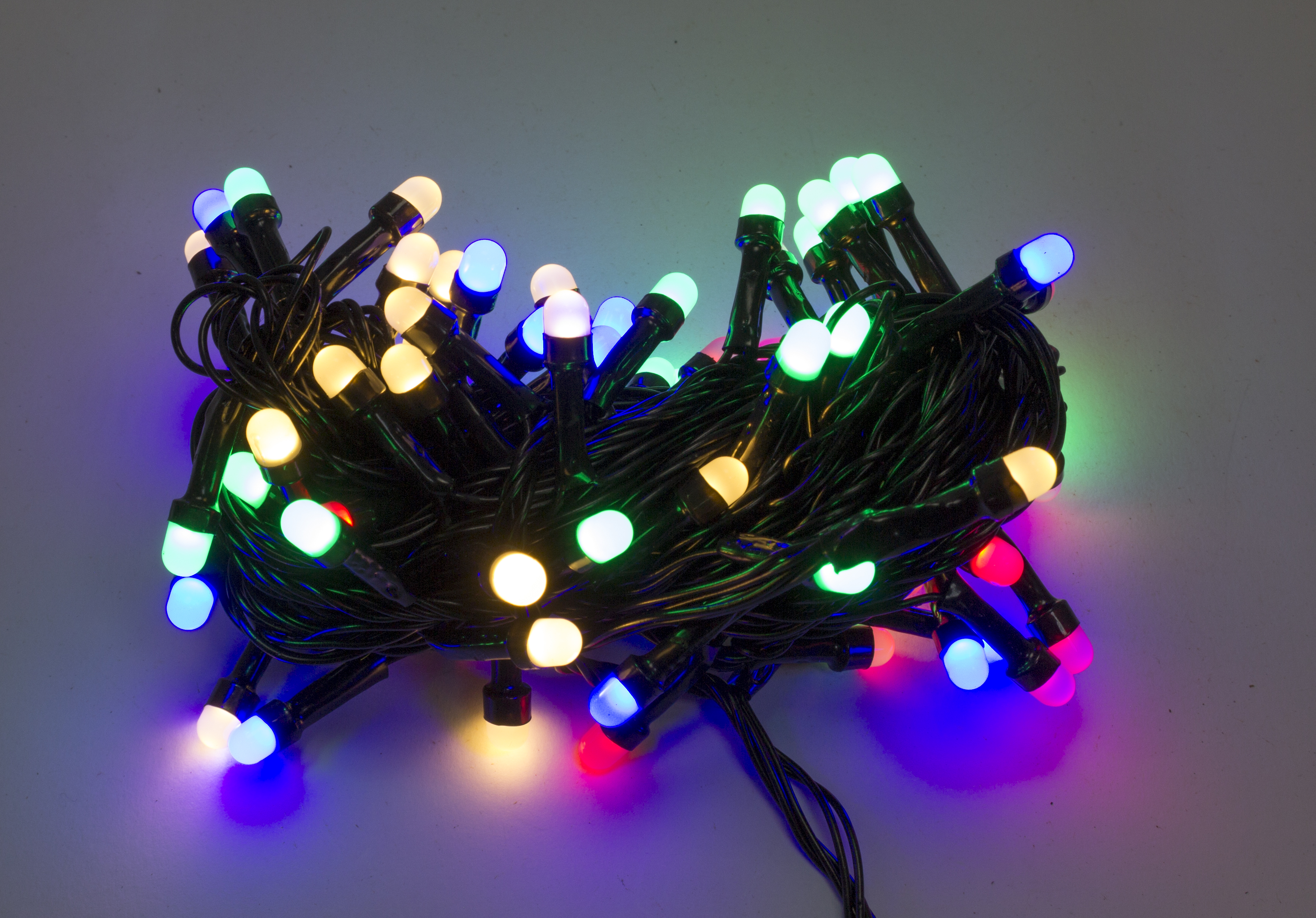 Гірлянда електрична Лінза 100 LED Multicolor, чорний провід d-8 мм
