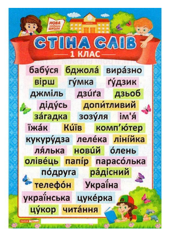 Плакат A1 Стіна слів. 1 клас, українською