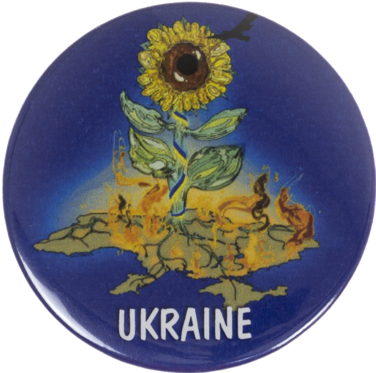 Значок 56 мм металевий Україна соняшник