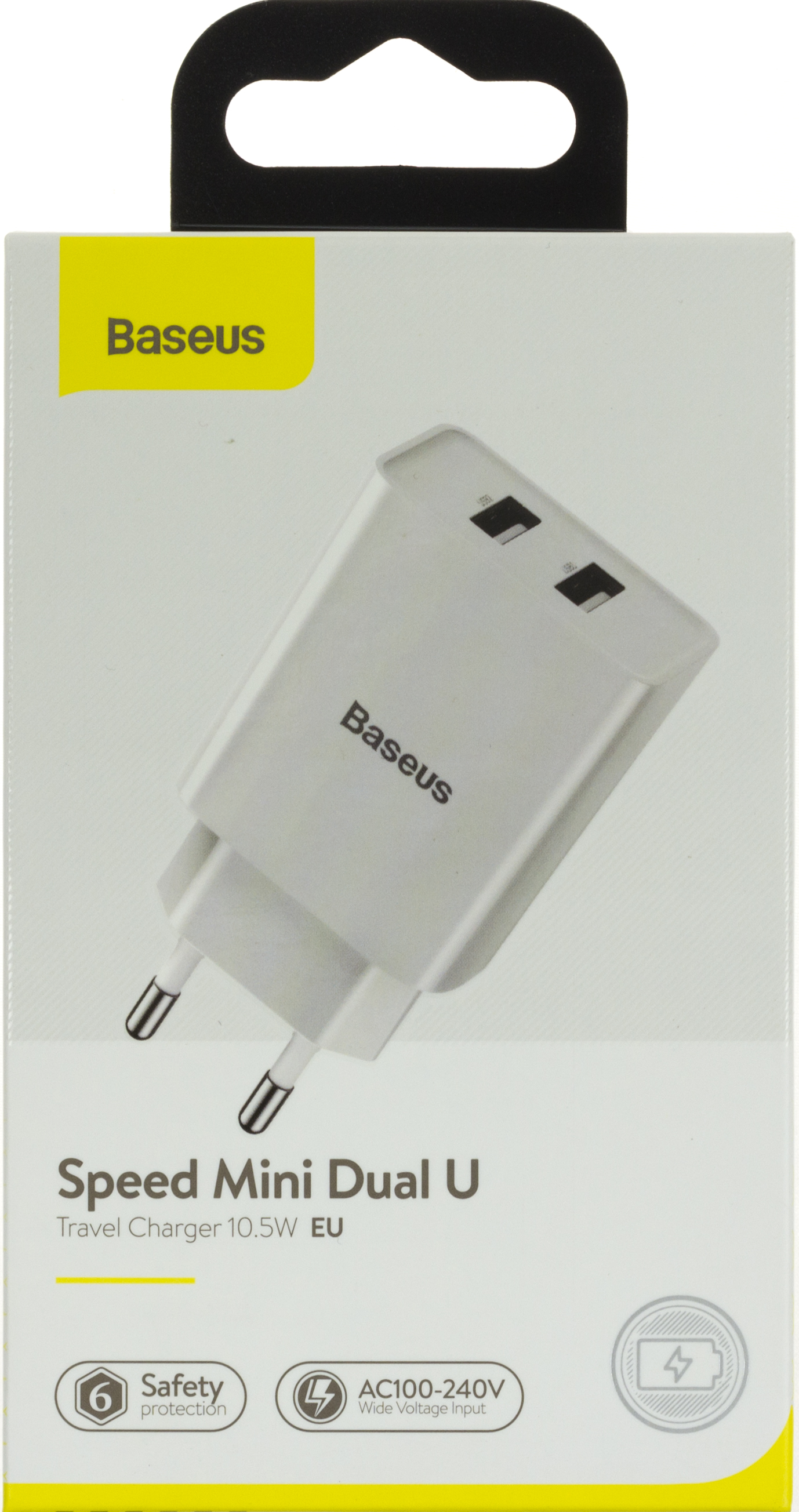 Зарядний пристрій Baseus Speed Mini Dual U швидка зарядка 2USB 2.1A 10,5W CCFS-R02 white