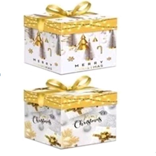 Коробка новорічна картонна L Gold fairy 22 см