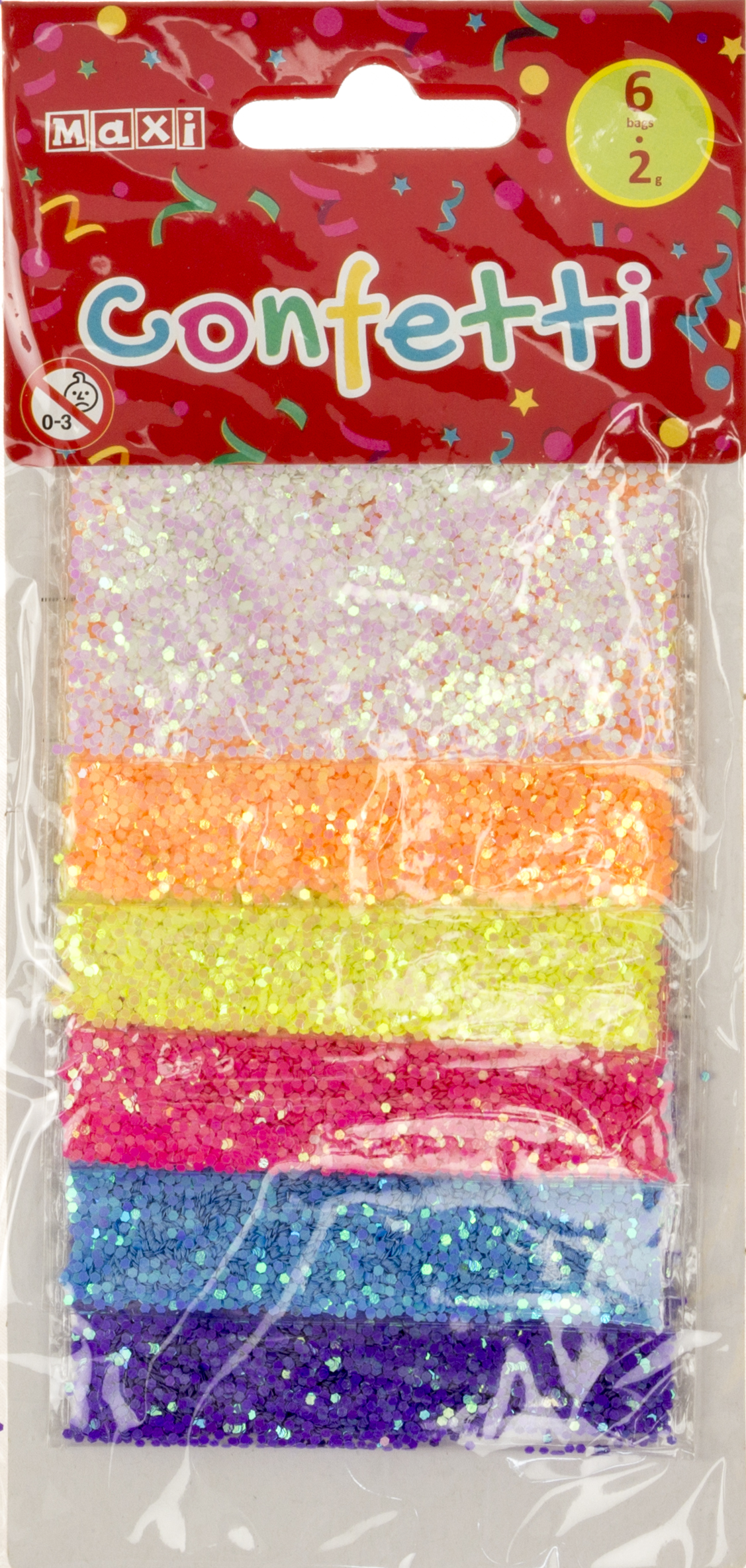 Конфетті для декорування Maxi 6 кольорів, 2 г