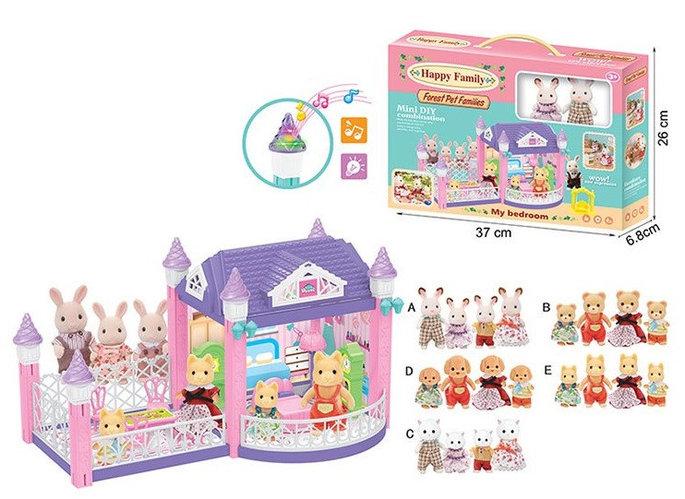 Тварини флоксові, Happy Family Будиночокфігурки, свт., звук., в коробці КІ