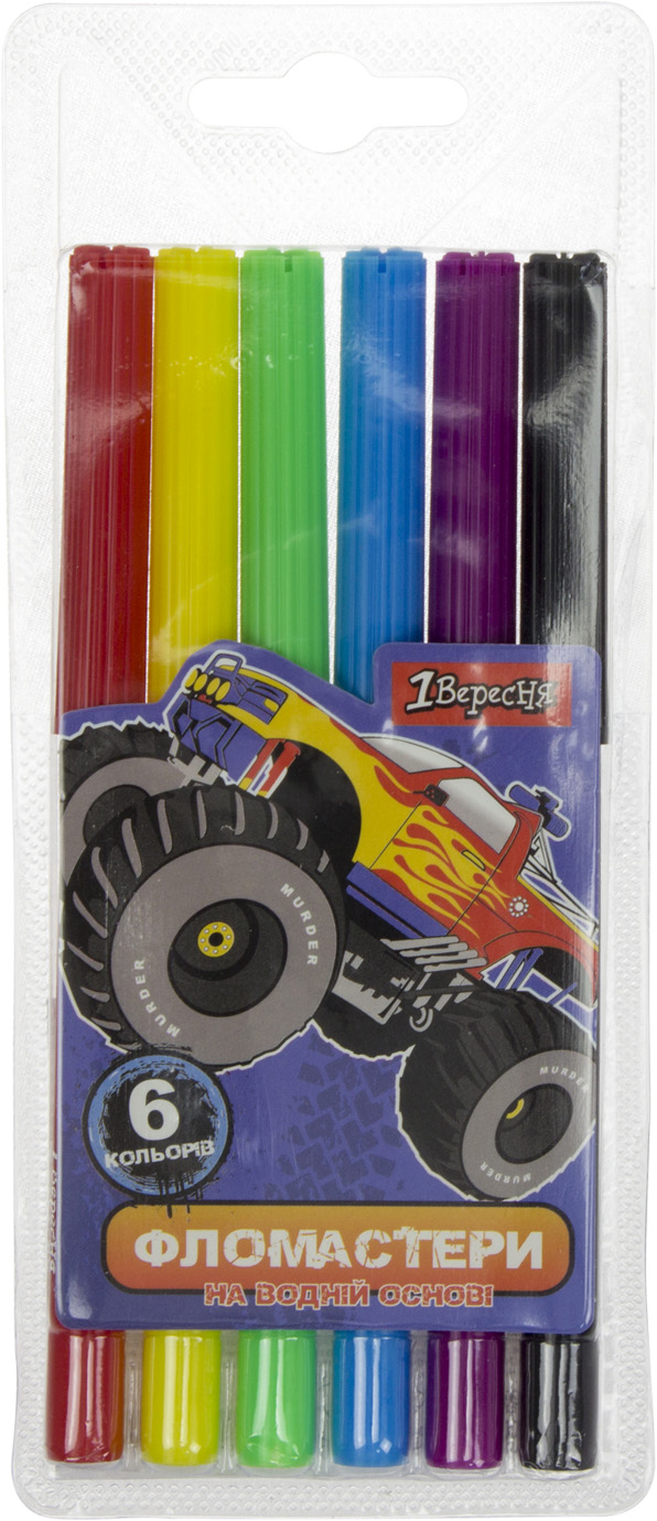 Фломастери 1 Вересня 6 кольорів Monster Truck 650454