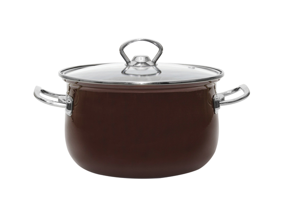 Каструля емальована SCE-P750 18 см 2,9 л з скляною кришкою Brown