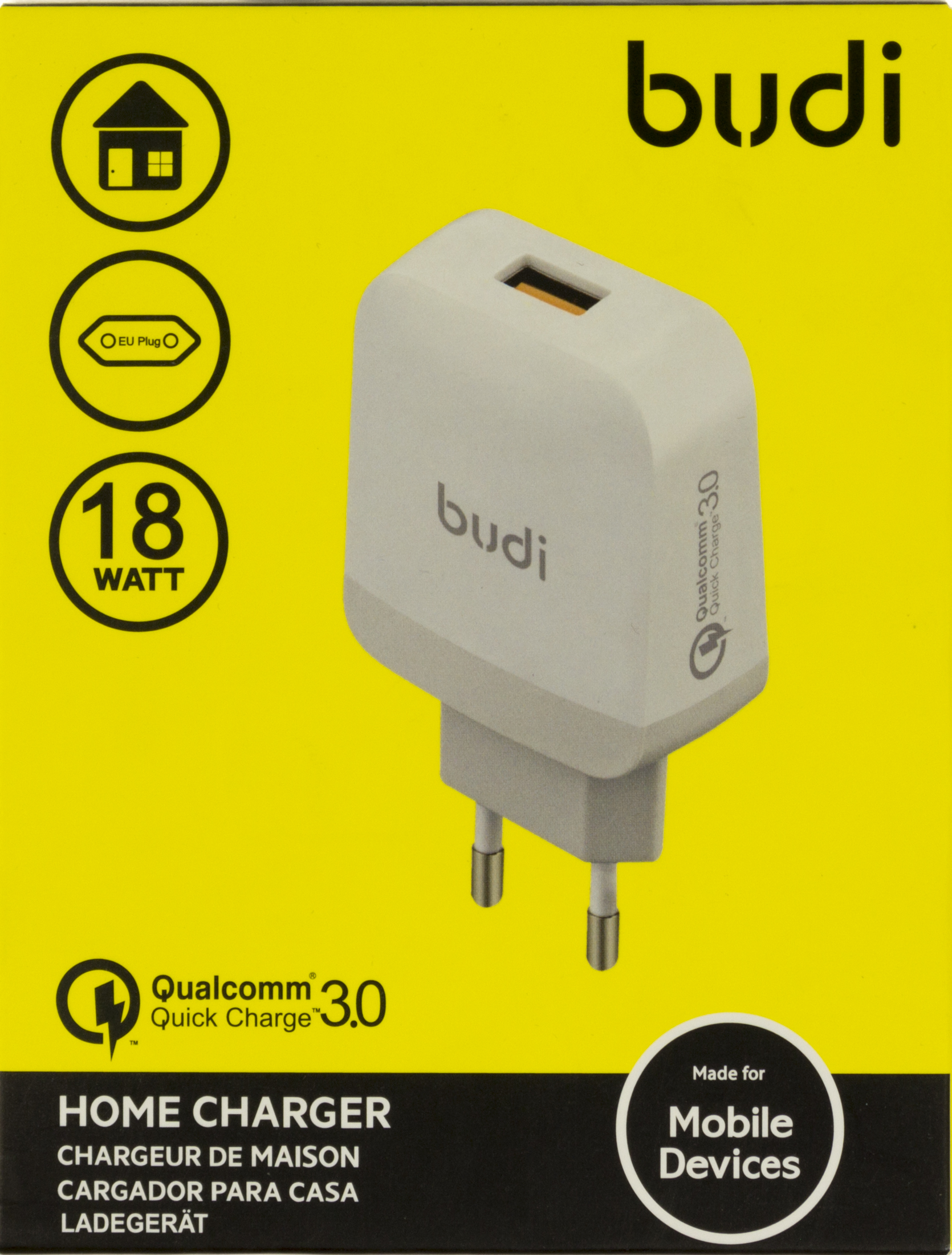 Зарядное устройство Budi быстрая зарядка 3.0 3.6A white
