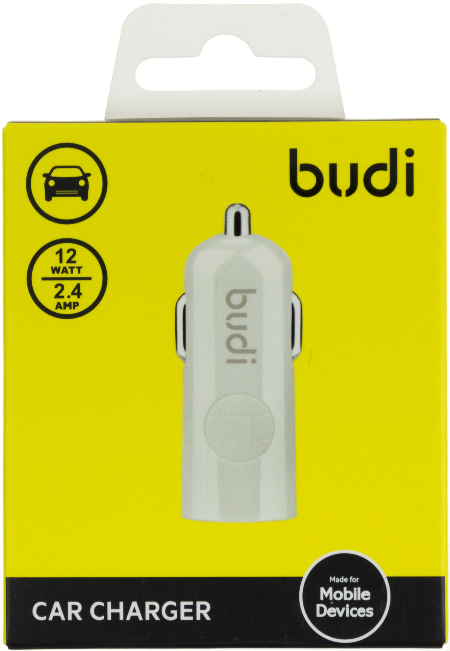Зарядное устройство автомобильное Budi 12W 2.4A USB white