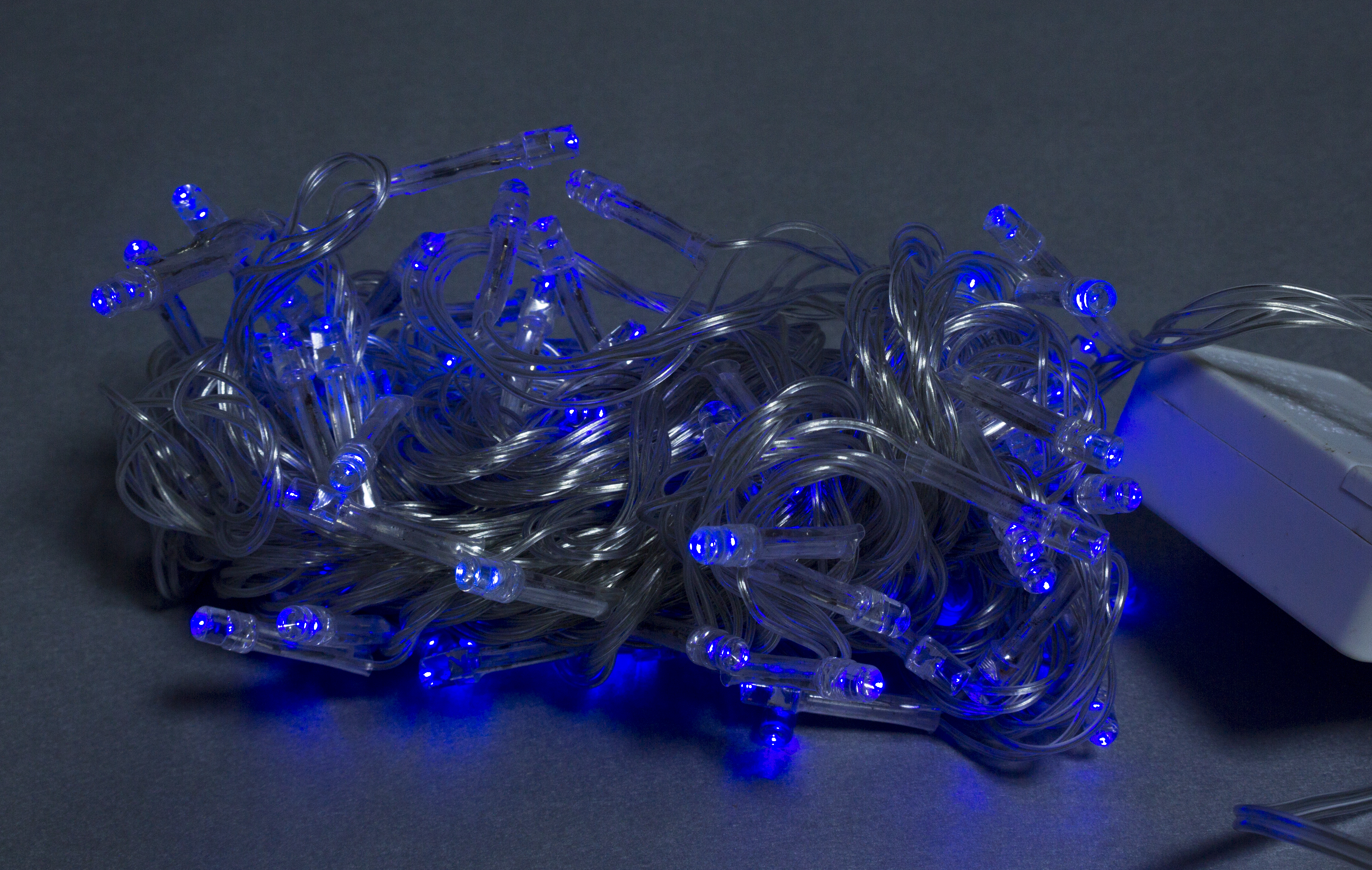 Гірлянда електрична 100 LED 90 ламп blue прозорий силіконовий провід L-7,5м