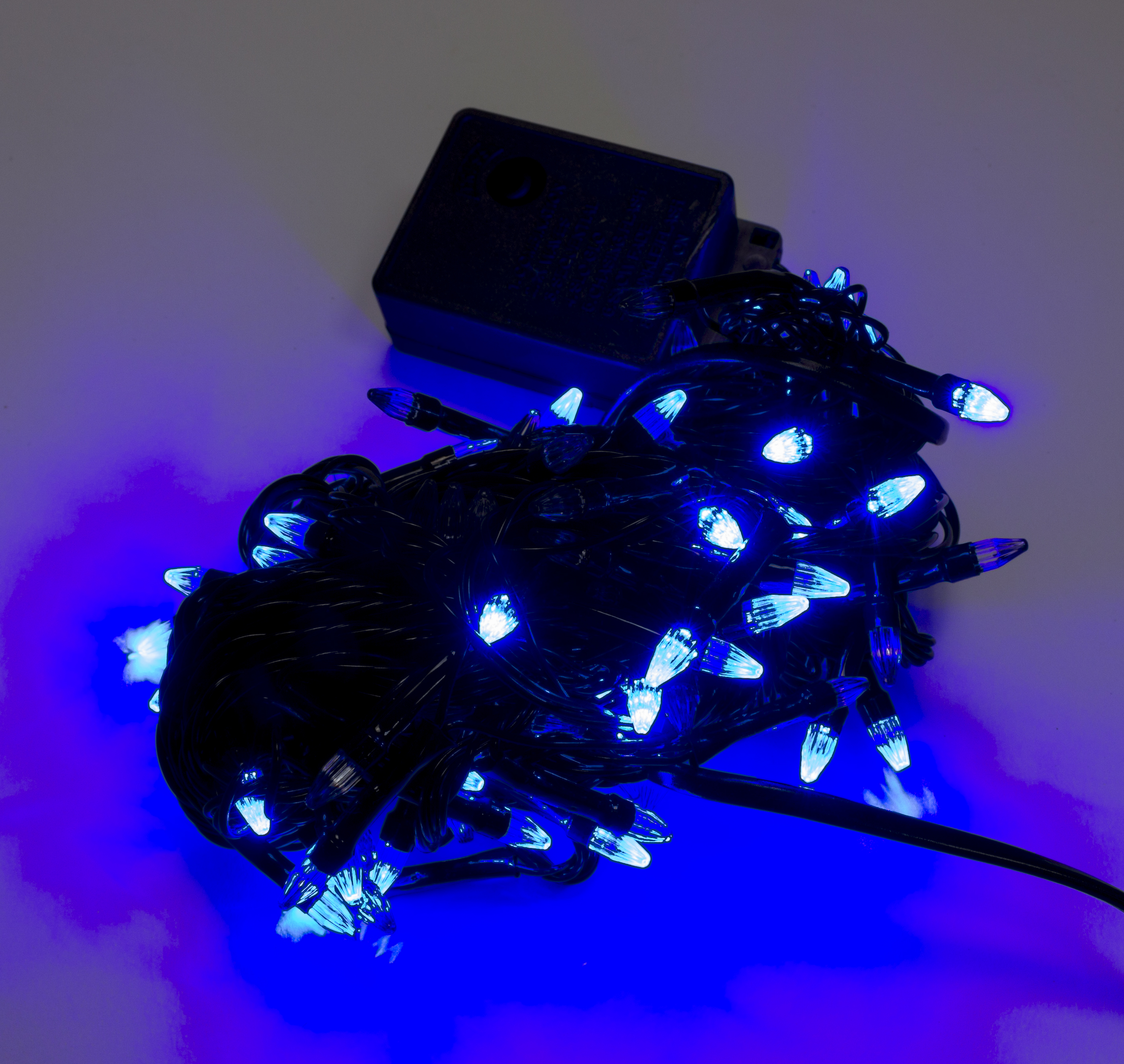 Гірлянда електрична Конус 100 LED 90 ламп blue, чорний дріт L-7,5м