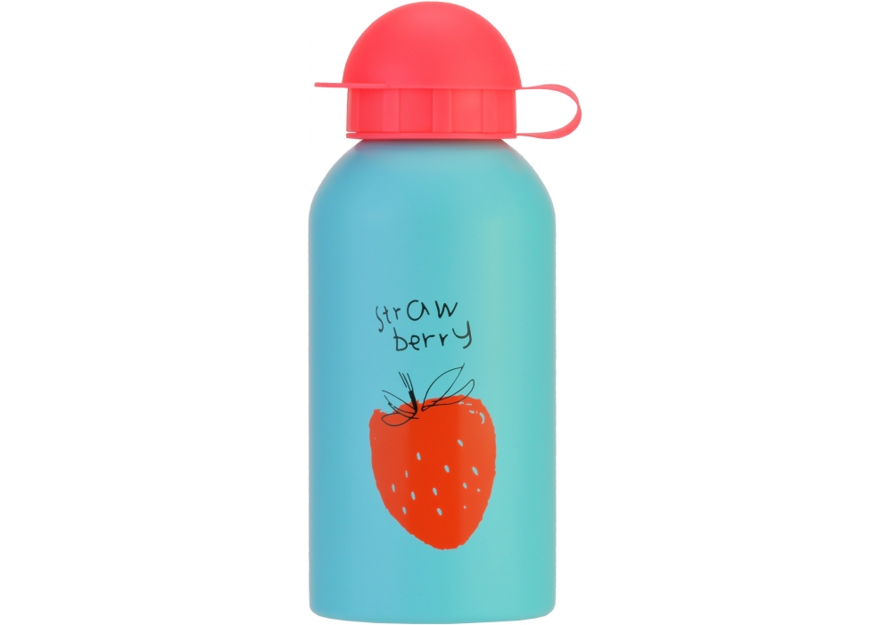 Пляшка для води металева 500 мл Strawberry блакитна