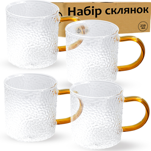 Набір чашок скло Айс (4 шт) 250 мл