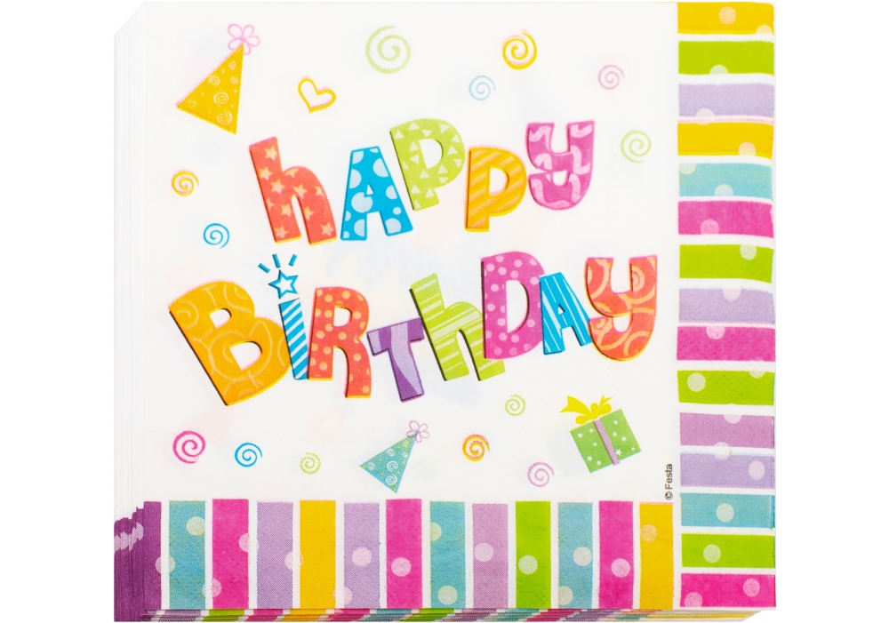 Набор салфеток столовых 2-х слойные Happy Birthday