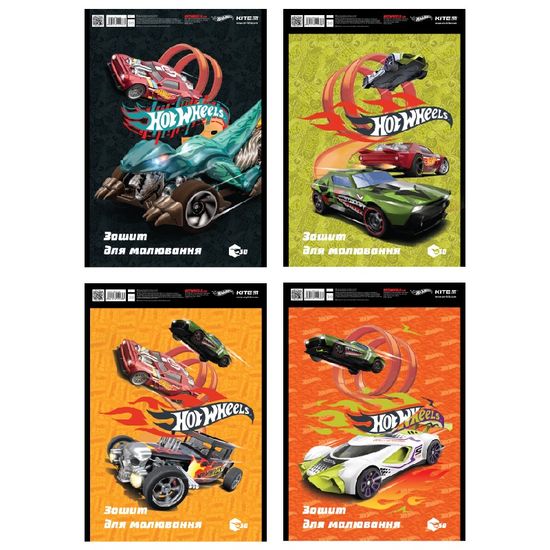 Зошит для малювання на пружині 30/120 A4 софт тач УФ лак Hot Wheels