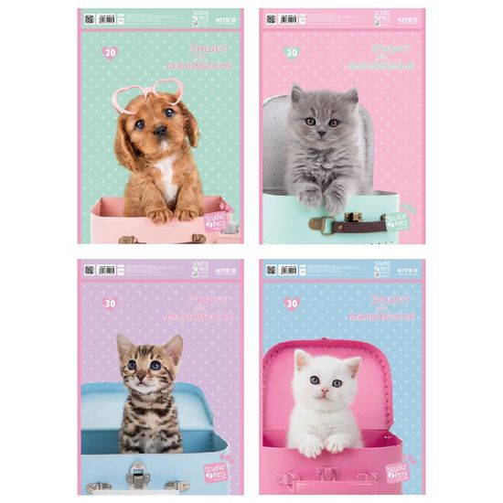 Зошит для малювання на пружині 30/120 A4 софт тач Уф лак Studio Pets