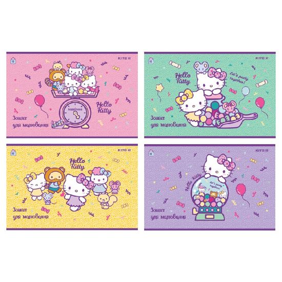 Зошит для малювання на скобі 12/100 A4 Hello Kitty Уф лак глітер