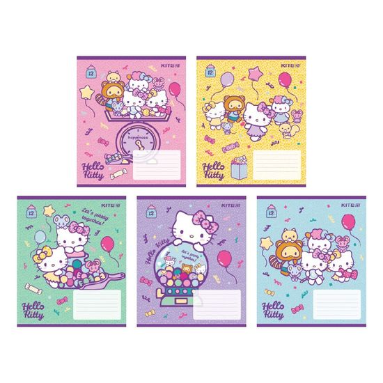 Зошит 12 аркушів клітинка УФ лак глітер Hello Kitty