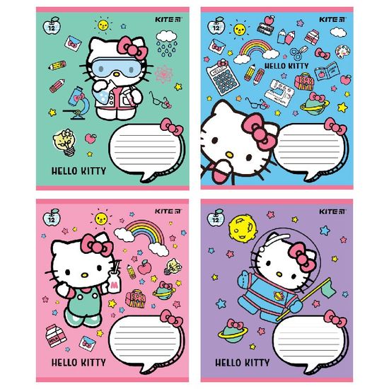 Зошит 12 аркушів коса лінія гібрид лак УФ лак Hello Kitty
