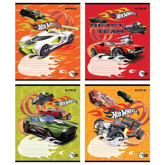 Зошит 12 аркушів коса лінія гібрид лак УФ лак Hot Wheels