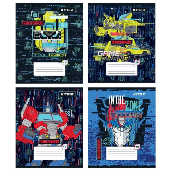 Зошит 12 аркушів коса лінія гібрид лак УФ лак Transformers
