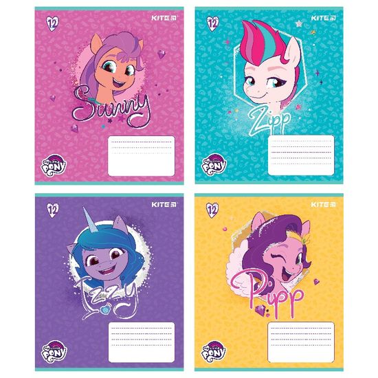 Зошит 12 аркушів коса лінія Уф лак глітер Little Pony