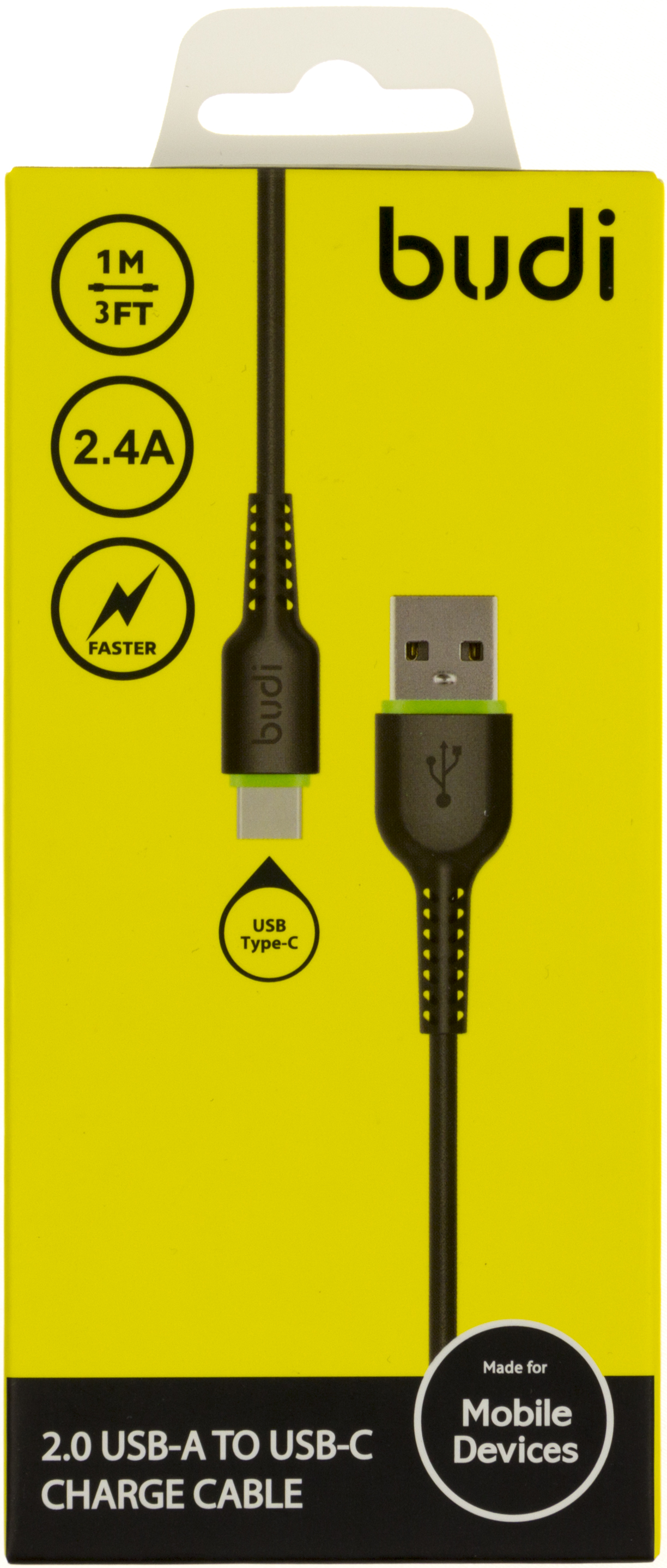 Кабель USB > Type-C Budi 2.4A 1 м