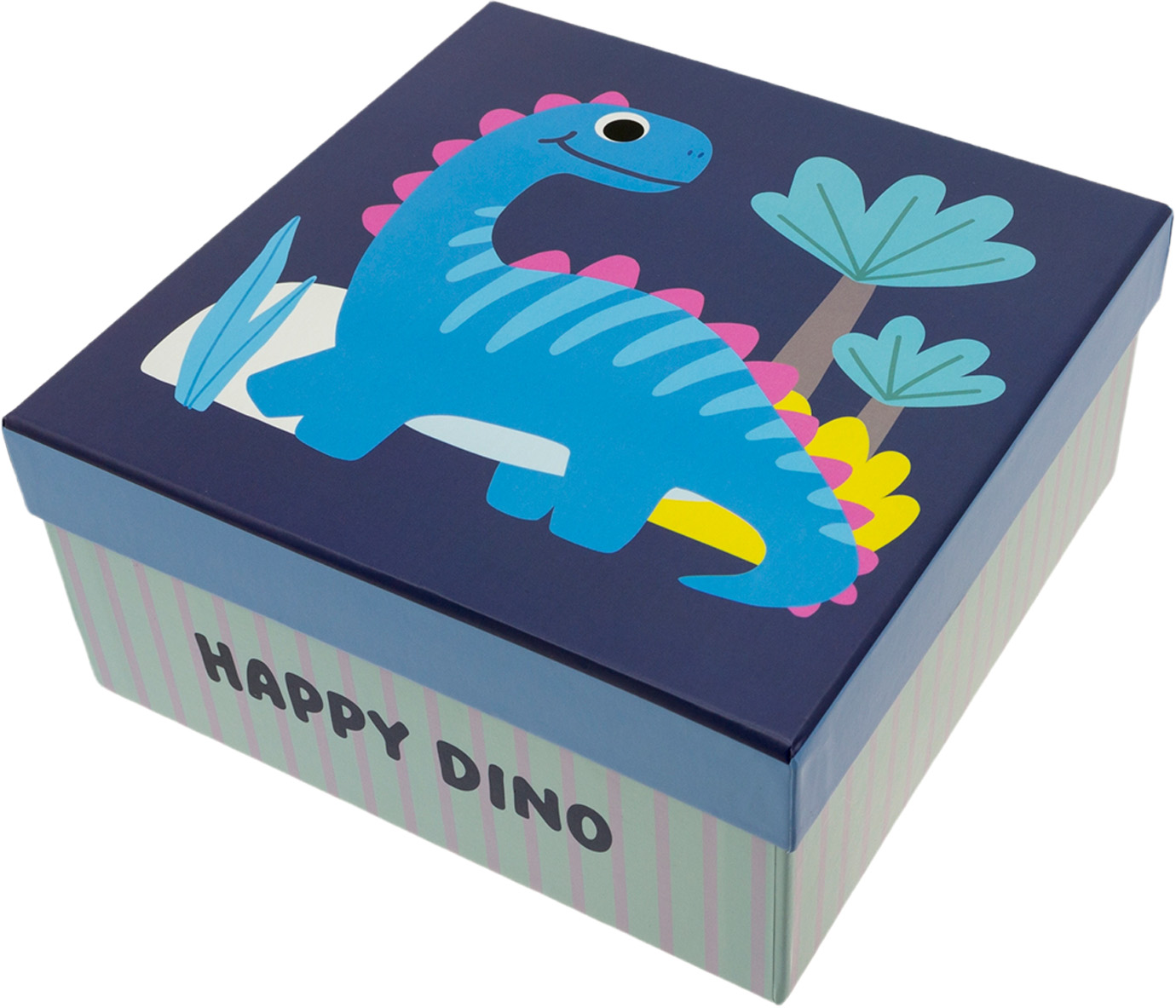 Коробка подарункова Happy Dino темно-синя 21×21×10см велика
