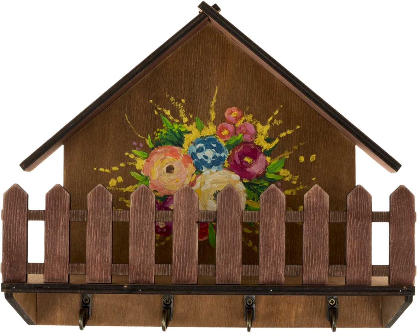 Ключниця з парканчиком 25×20×10см фанера декорована