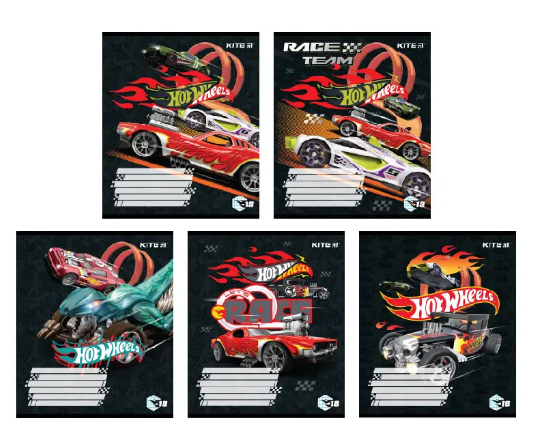 Зошит 18 аркушів клітинка гібрид лак УФ Hot Wheels