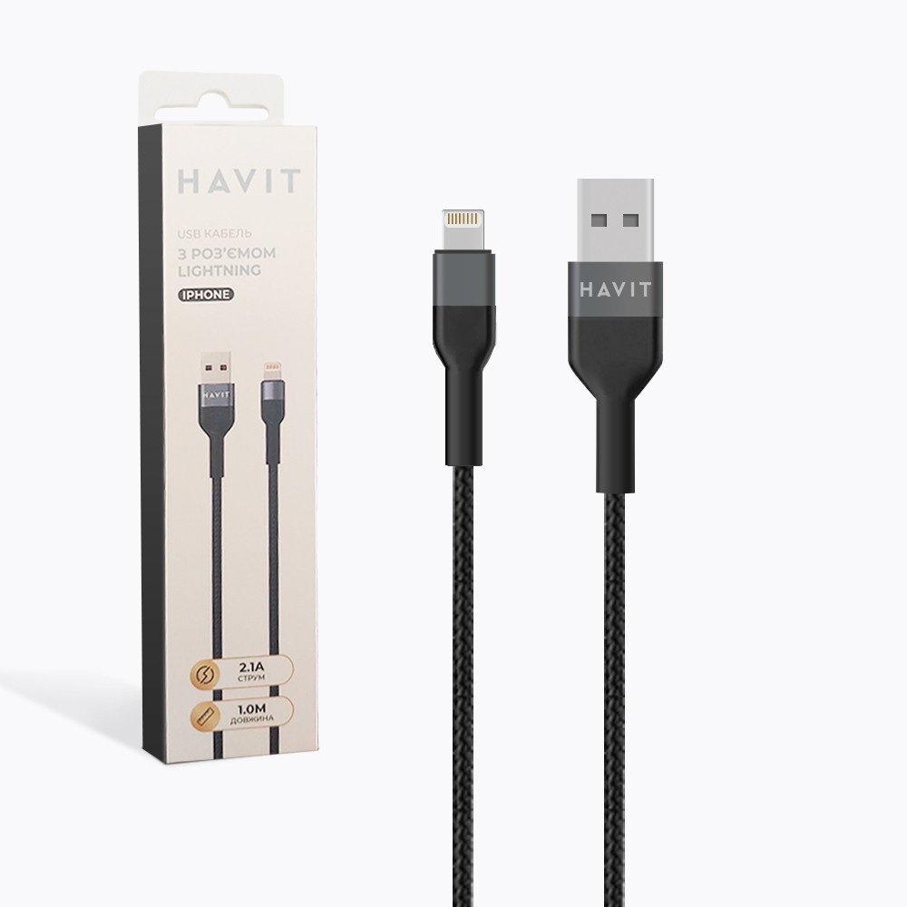Кабель USB > lightning HV-CB622C 2.1A 1 м black