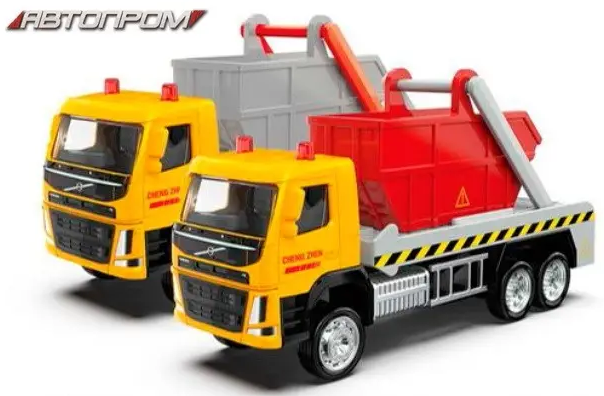 Машина металлическая Volvo Swing Arm Garbage Truck, подвижные элементы, в коробке КИ