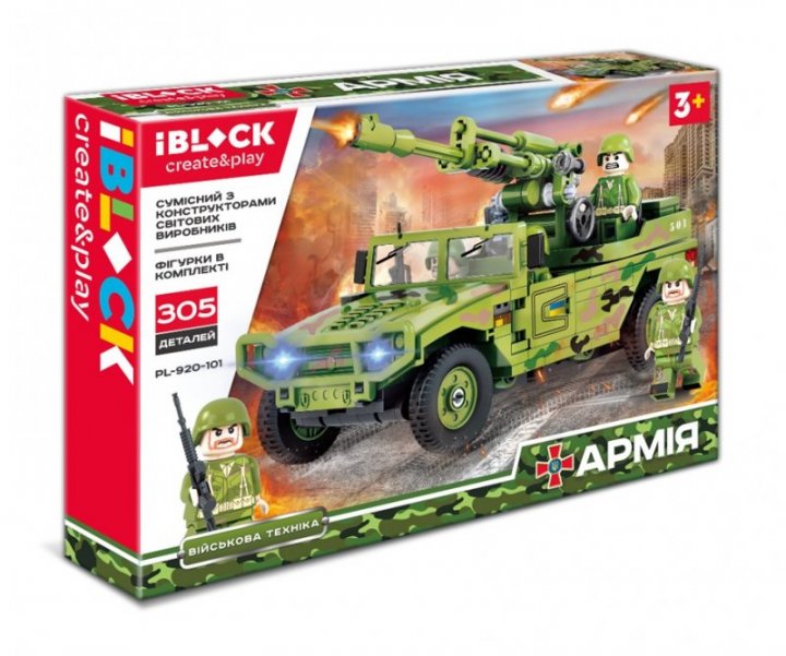 Конструктор Армия 305 деталей, в коробке 38×26×6см КИ