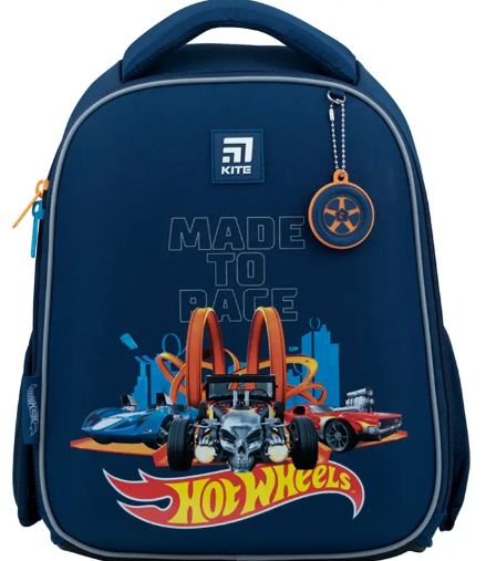 Ранець каркасний Education Hot Wheels 1 відділення, 2 кишені синій