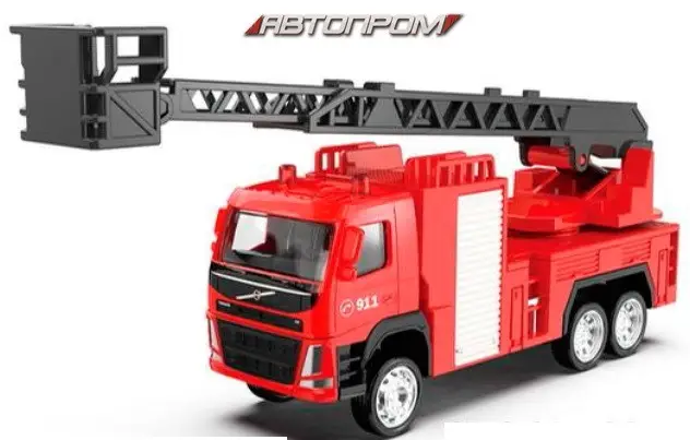 Машина металева Volvo Aerial ladder fire truck, рухомі елементи, в коробці КІ