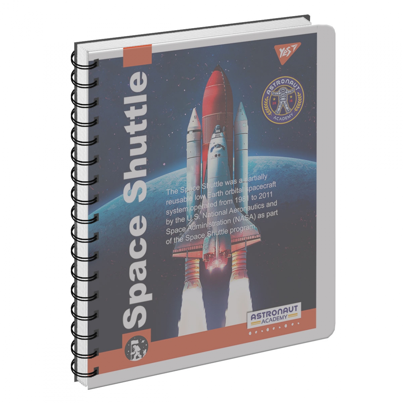 Блокнот на пружині A5 144 аркуші клітинка пластикова обкладинка Astronaut academy