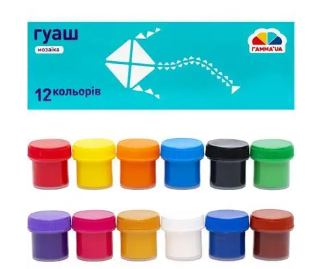 Гуаш Мозаїка 12 кольорів 10 мл UA