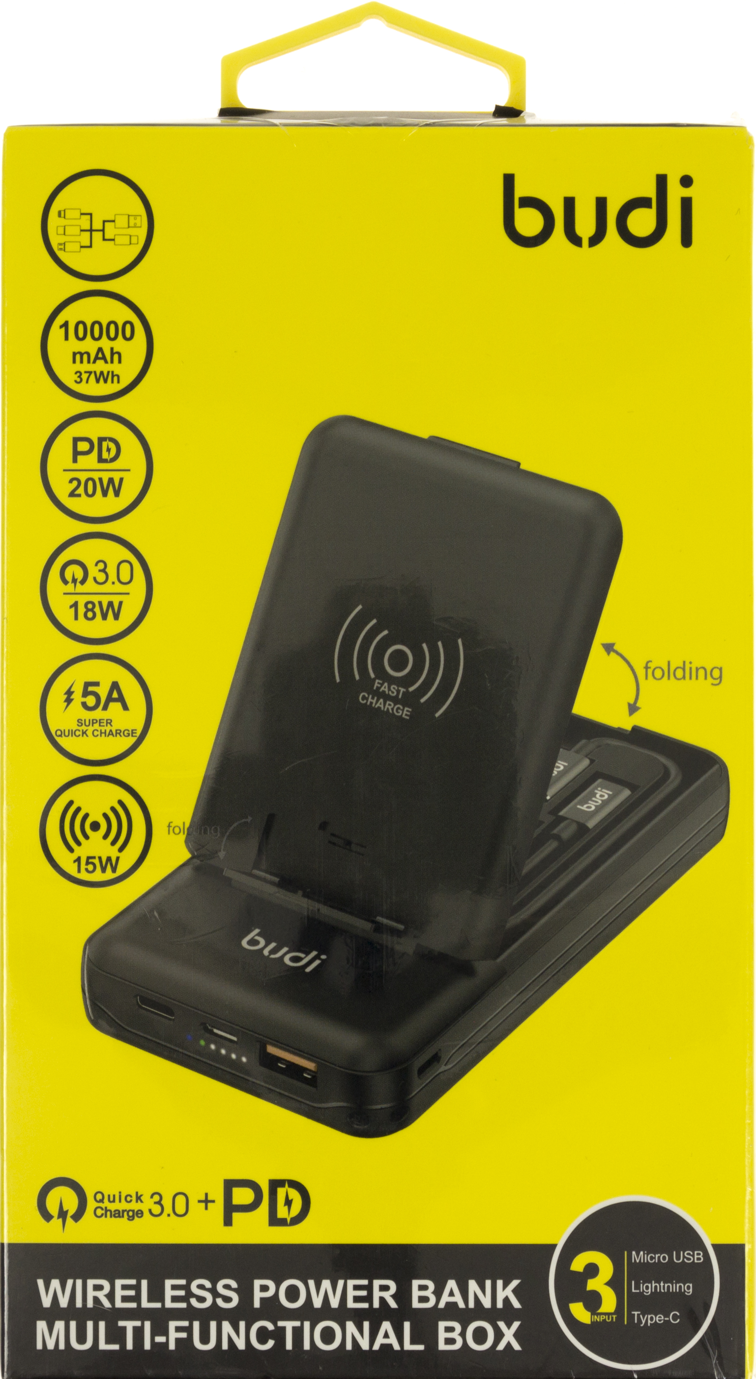 УМБ Budi Power Bank Multi Functional Box10000 mAh 20 W QC3.0 black BT