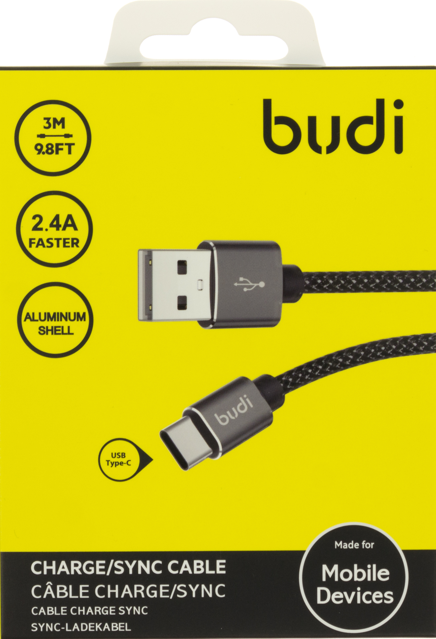 Кабель USB > Type-C USB Budi 2.4A 3м